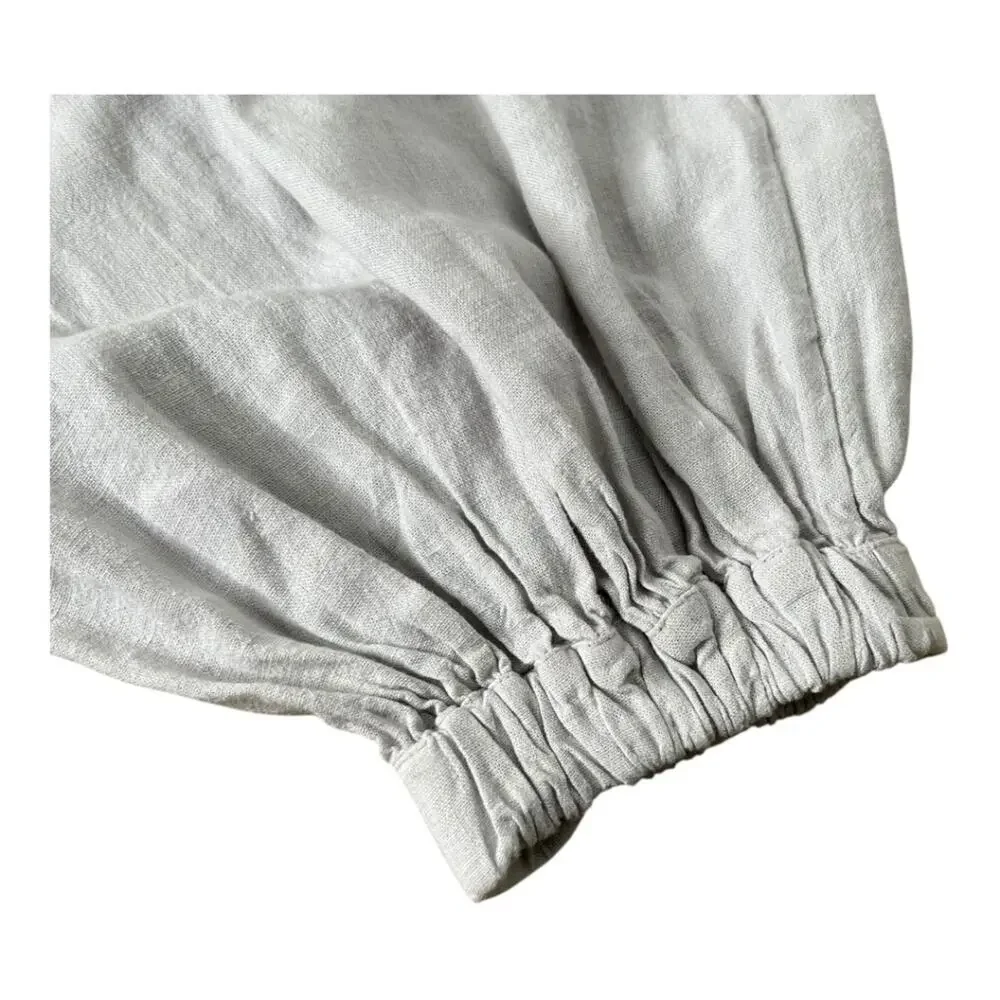 Free People Free-Est Linen Blend Jogger Pants Tie Waist Small Grey